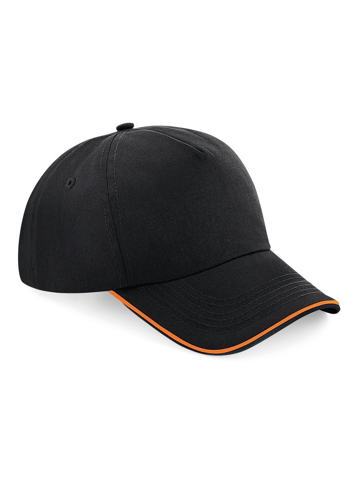 Authentic 5 Panel Cap - Piped Peak - BLKO - Black/orange