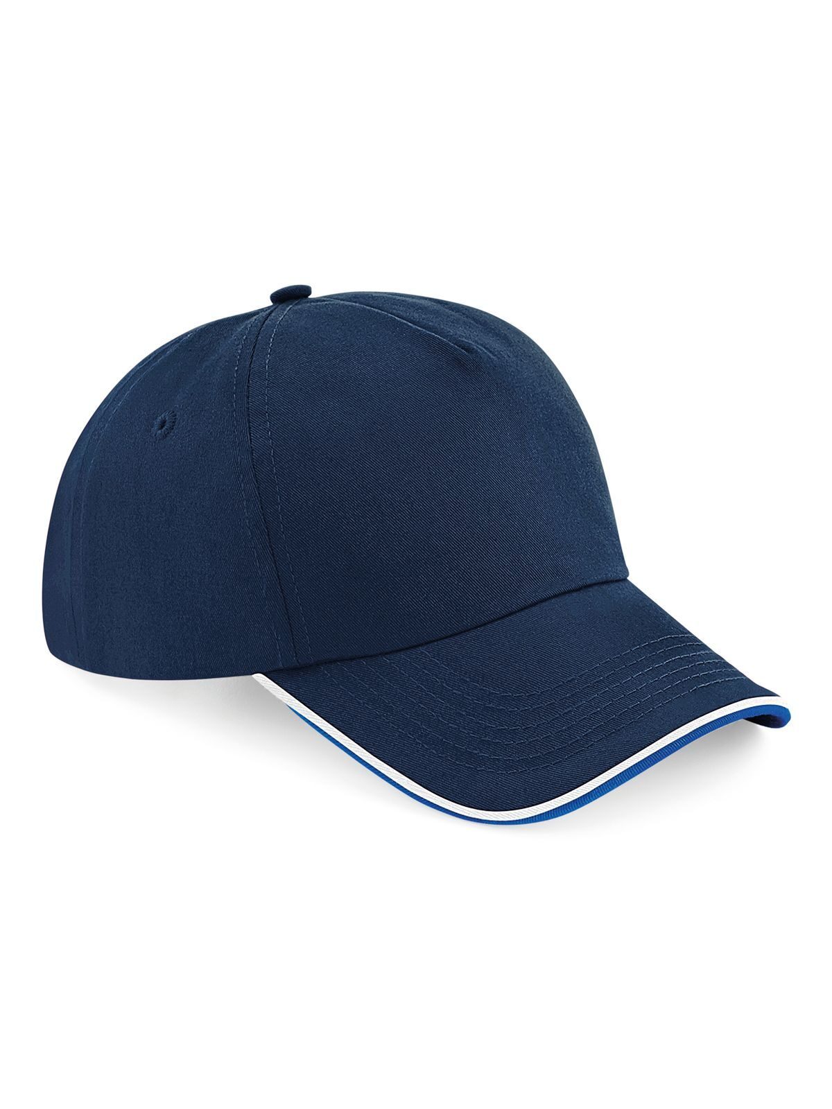 Authentic 5 Panel Cap - Piped Peak - FNABW - French navy/bright royal/white