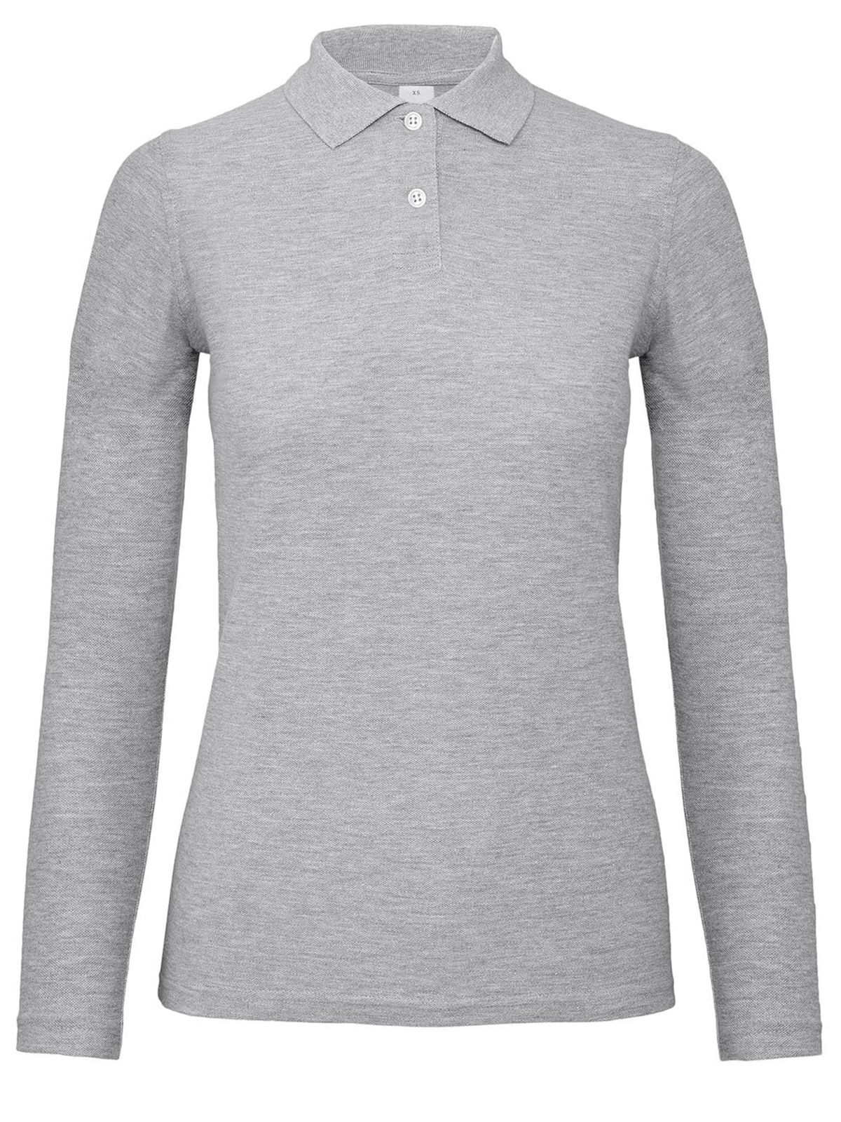 Women´s Long Sleeve Polo ID.001 - HG610 - Heather Grey