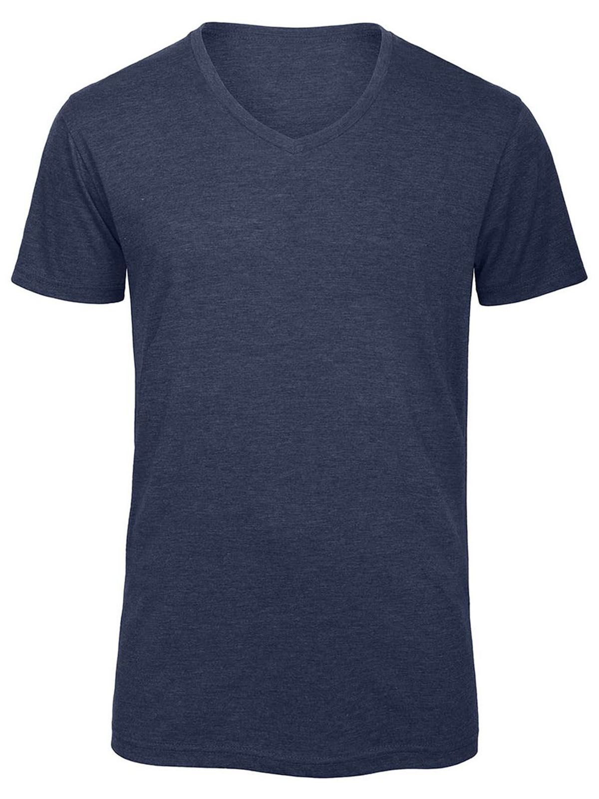 Heren T-shirt met V-hals en triblend-stof - HN611 - Heather Navy