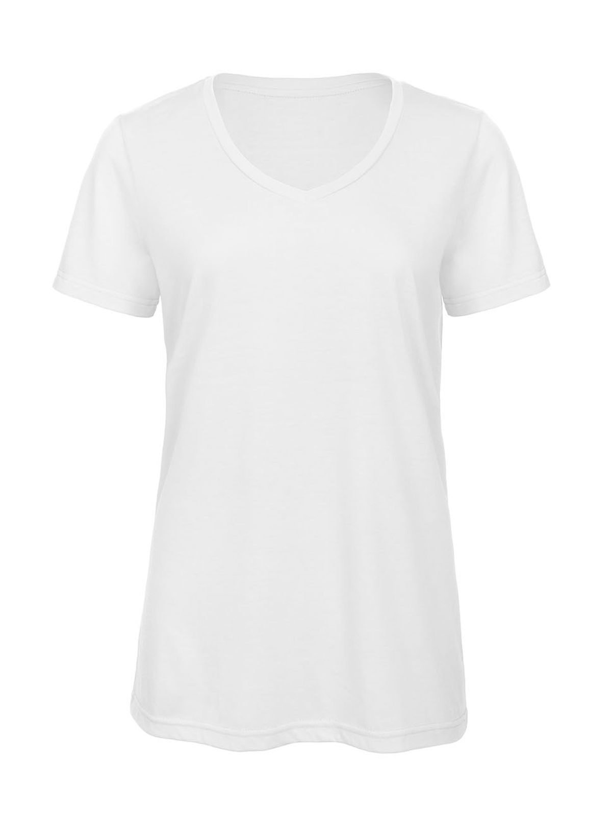 Dames T-shirt met V-hals en triblend-stof - WH001 - Wit