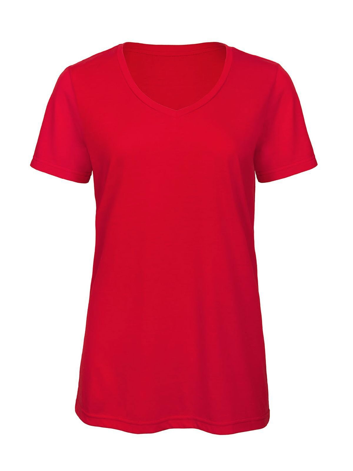 Dames T-shirt met V-hals en triblend-stof - RE004 - Rood