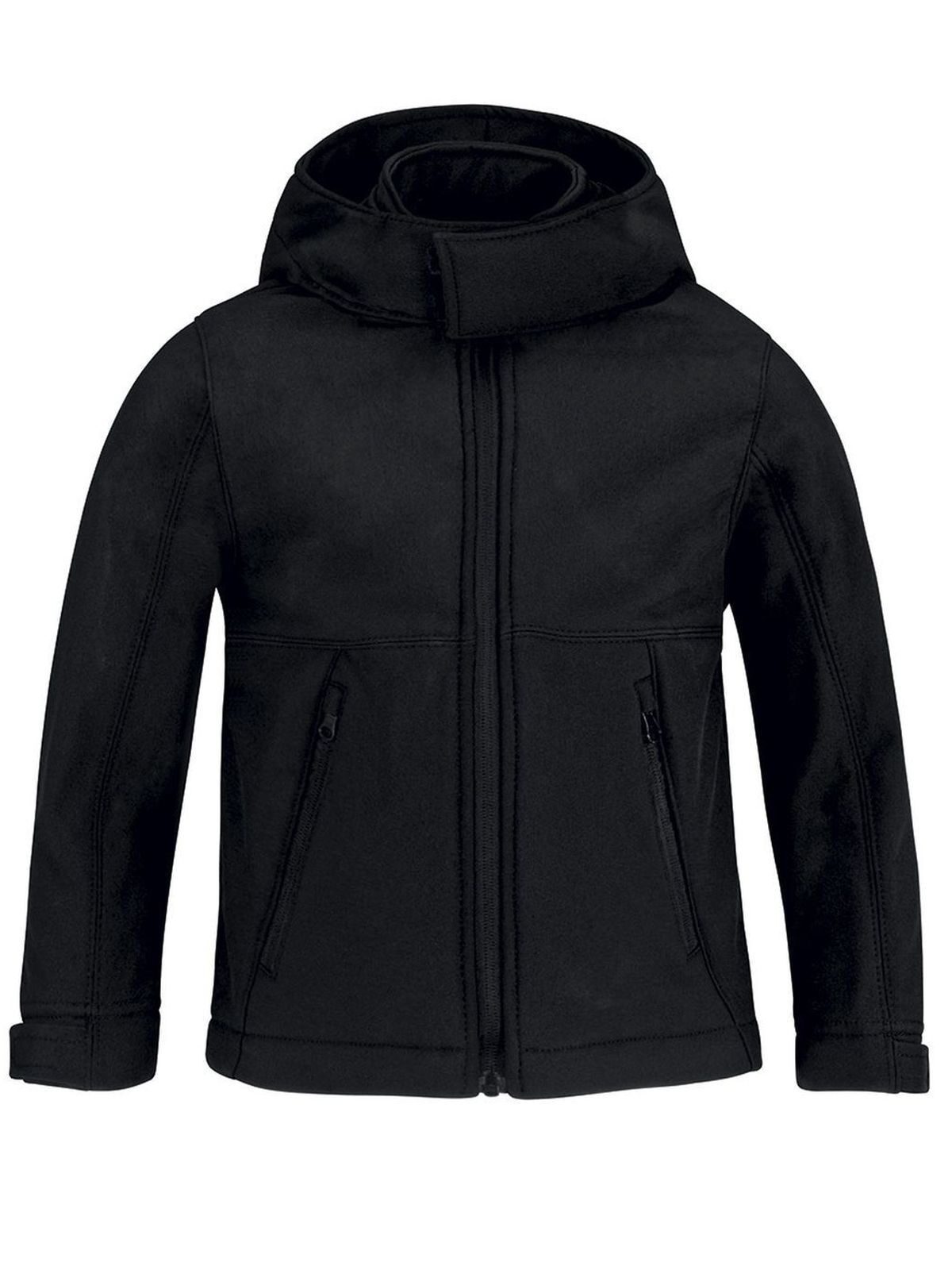 Kinderjas met capuchon en softshell afwerking - BL002 - Zwart
