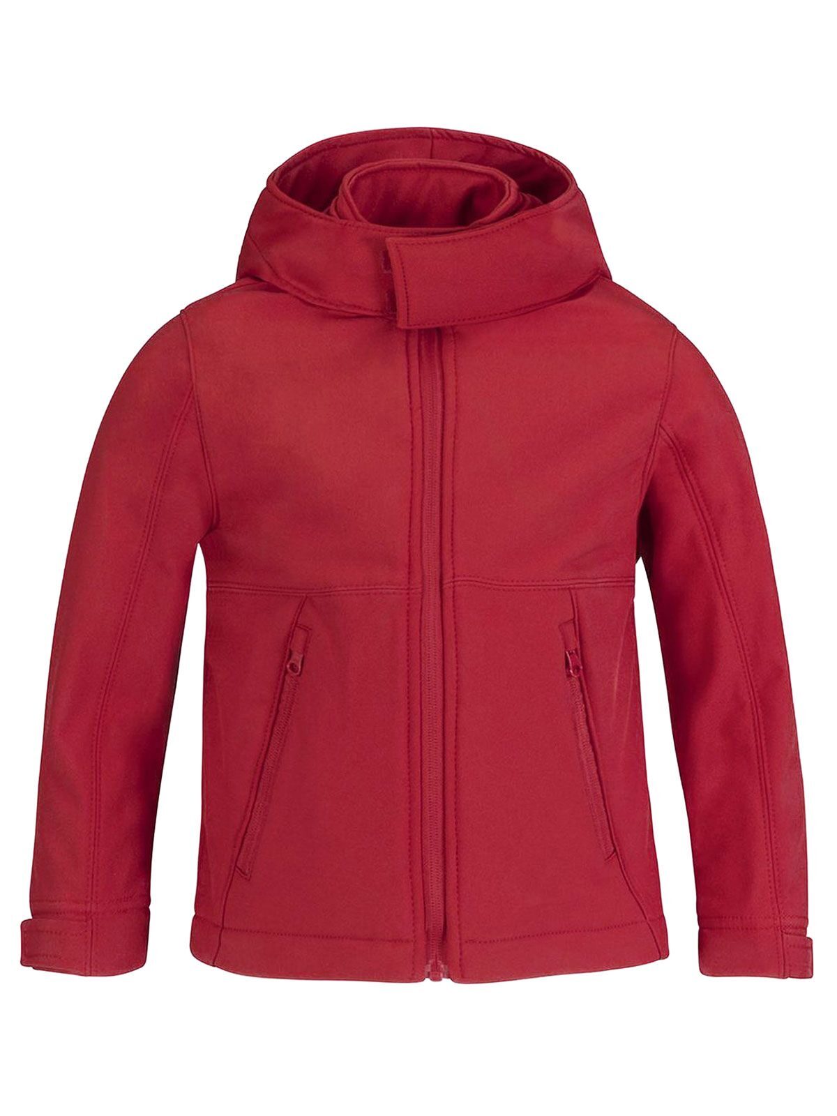 Kinderjas met capuchon en softshell afwerking - RE004 - Rood