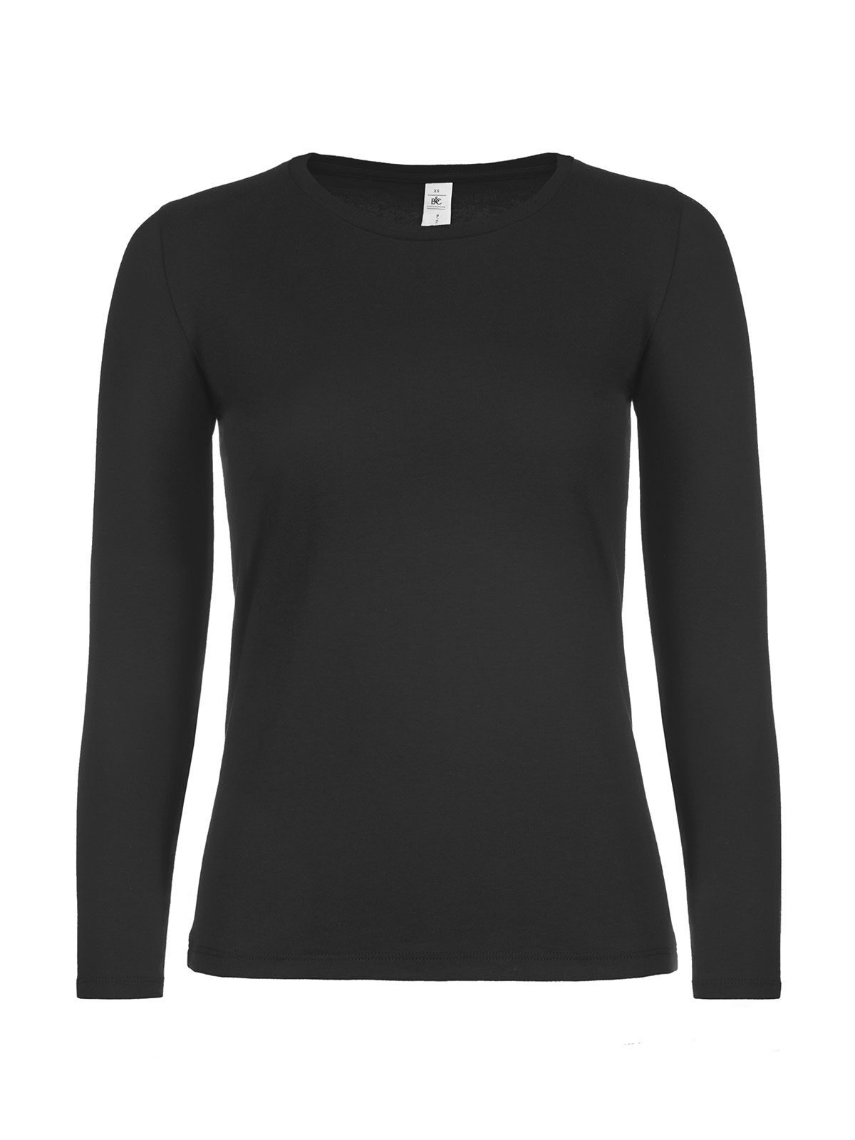 Dames T-shirt #E150 met lange mouwen - BL002 - Zwart