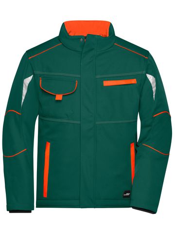 Gewatteerde softshell werkjas - niveau 2 - DGROR - DONKERGROEN-ORANJE