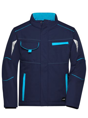 Gewatteerde softshell werkjas - niveau 2 - NYTU - MARINEBLAUW-TURKOOIS