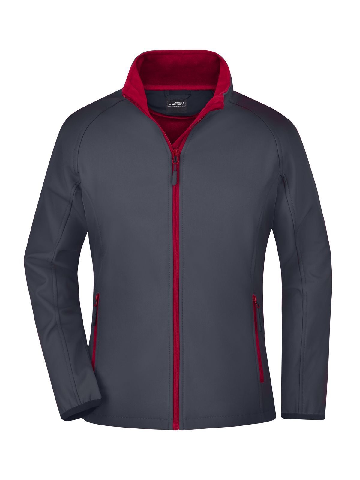 Dames softshell jas in promotieaanbieding - IGRED - IJZER-GRIJS-ROOD