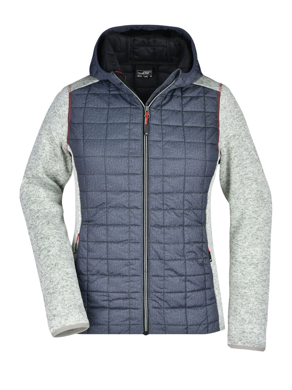 Gebreide hybride jas voor dames - LMANM - Licht-melange-antraciet-melan