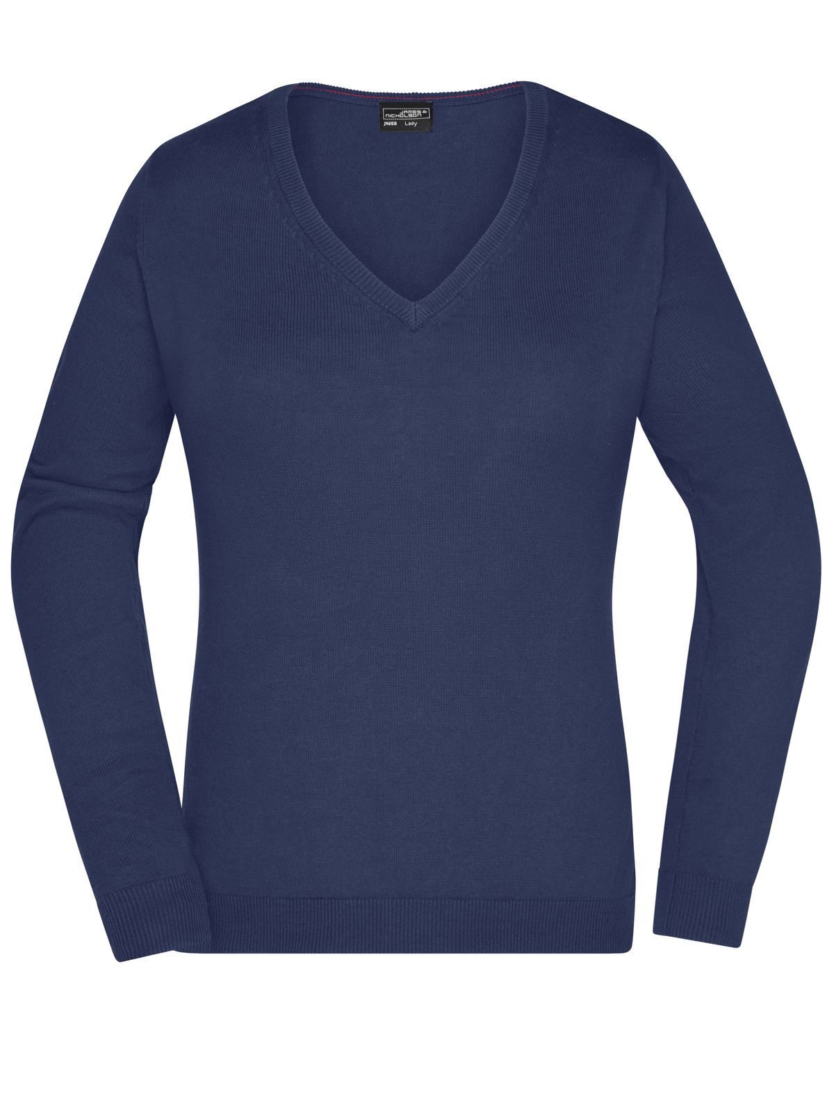 Ladies' V-Neck Pullover - NAVY MELANGE