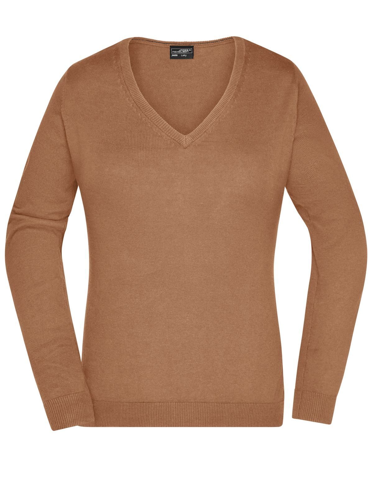 Ladies' V-Neck Pullover - CA - Camel