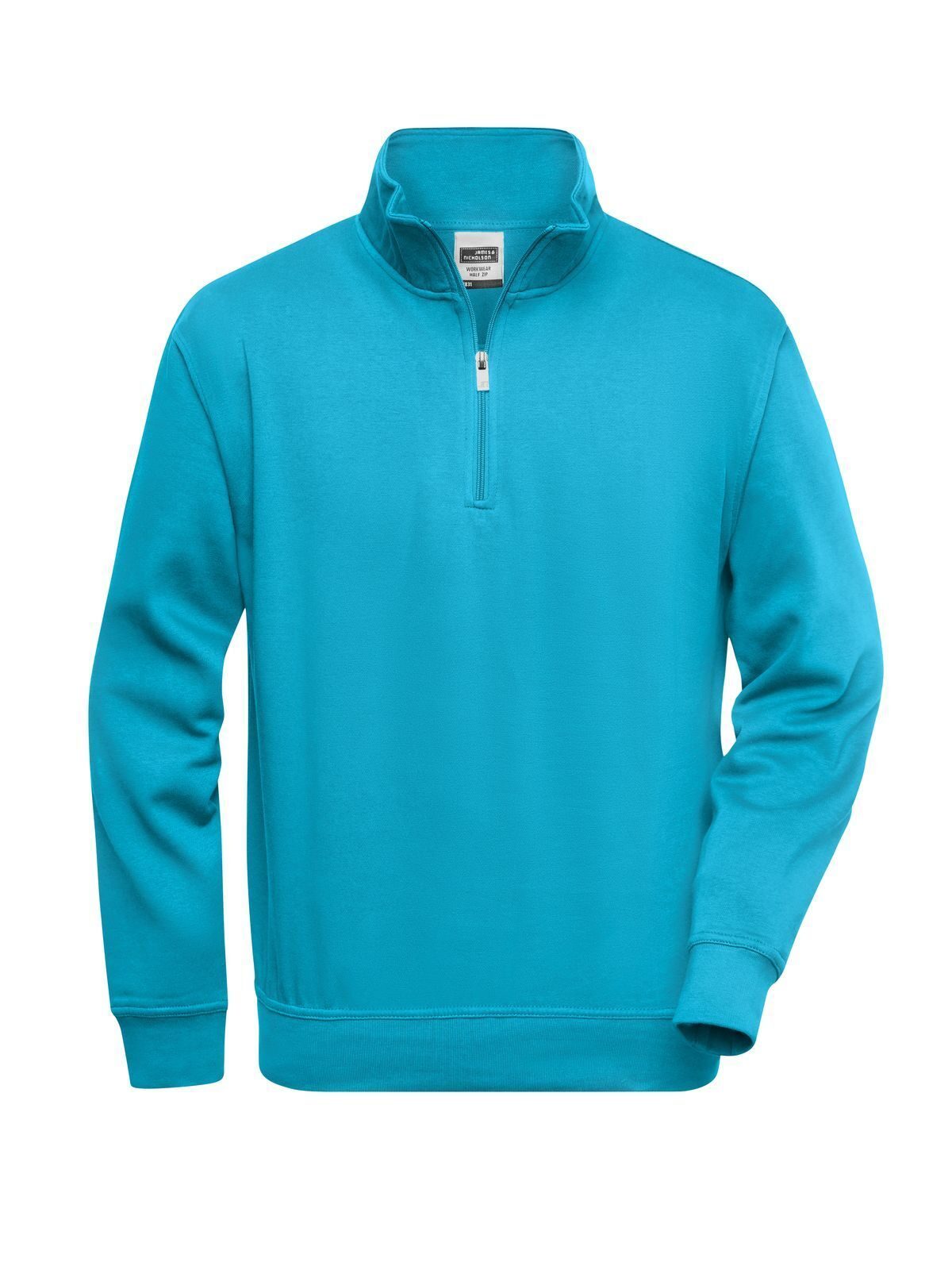 Werkkleding: trui met halve rits - TU-TURQUOISE