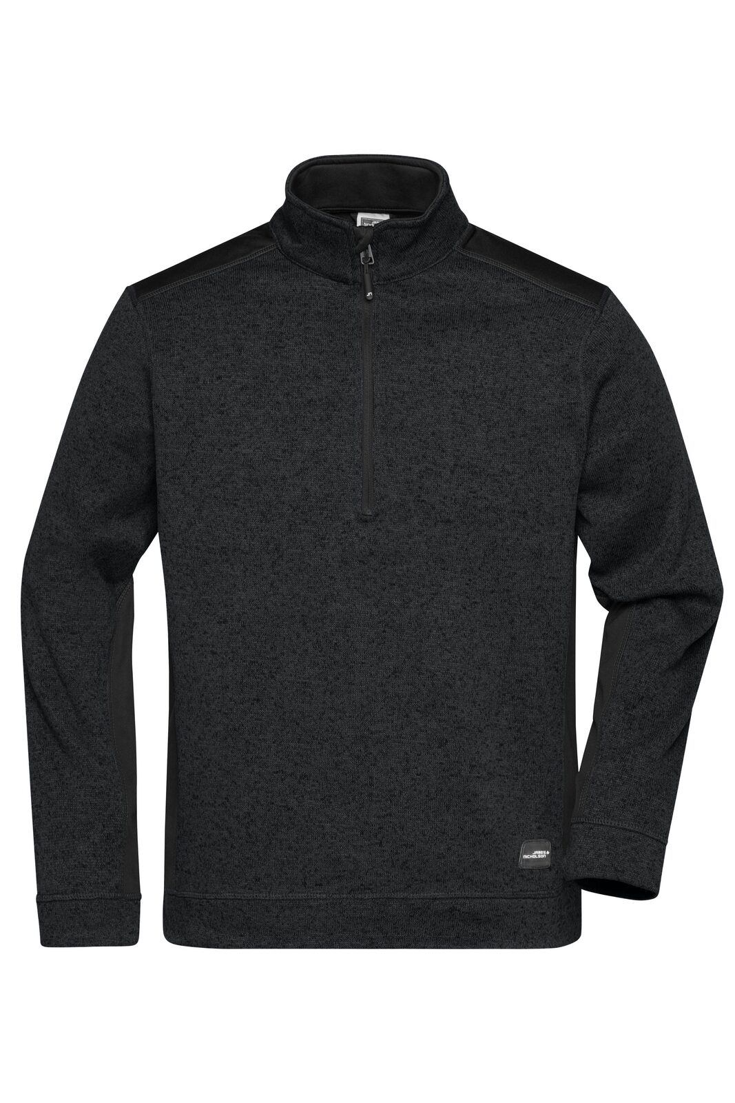 Gebreide fleece werkjas voor heren met halve rits - STRONG - - BLBL - Zwart