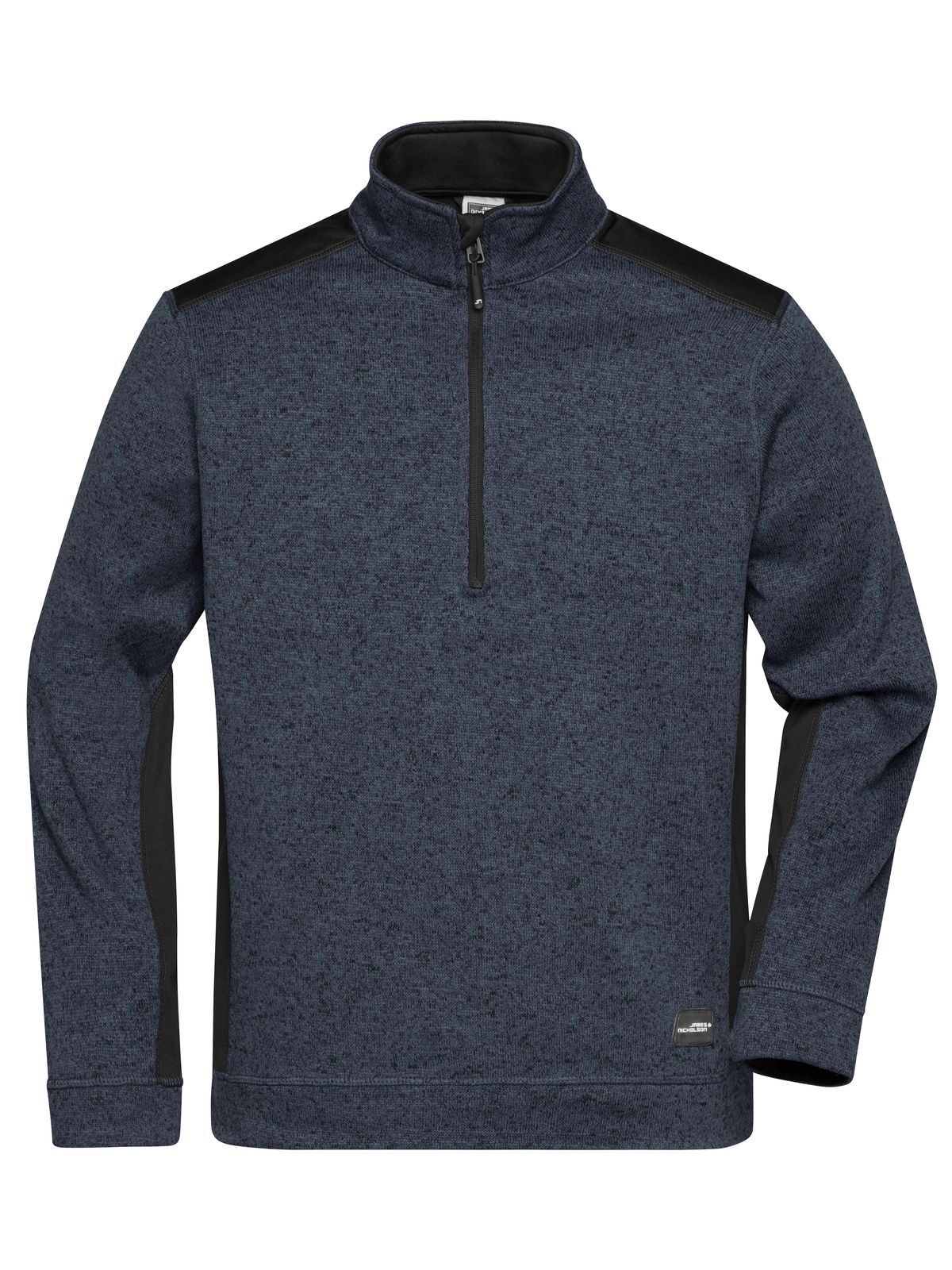 Gebreide fleece werkjas voor heren met halve rits - STRONG - - CBMBL - KOOLSTOF MELANGE-ZWART