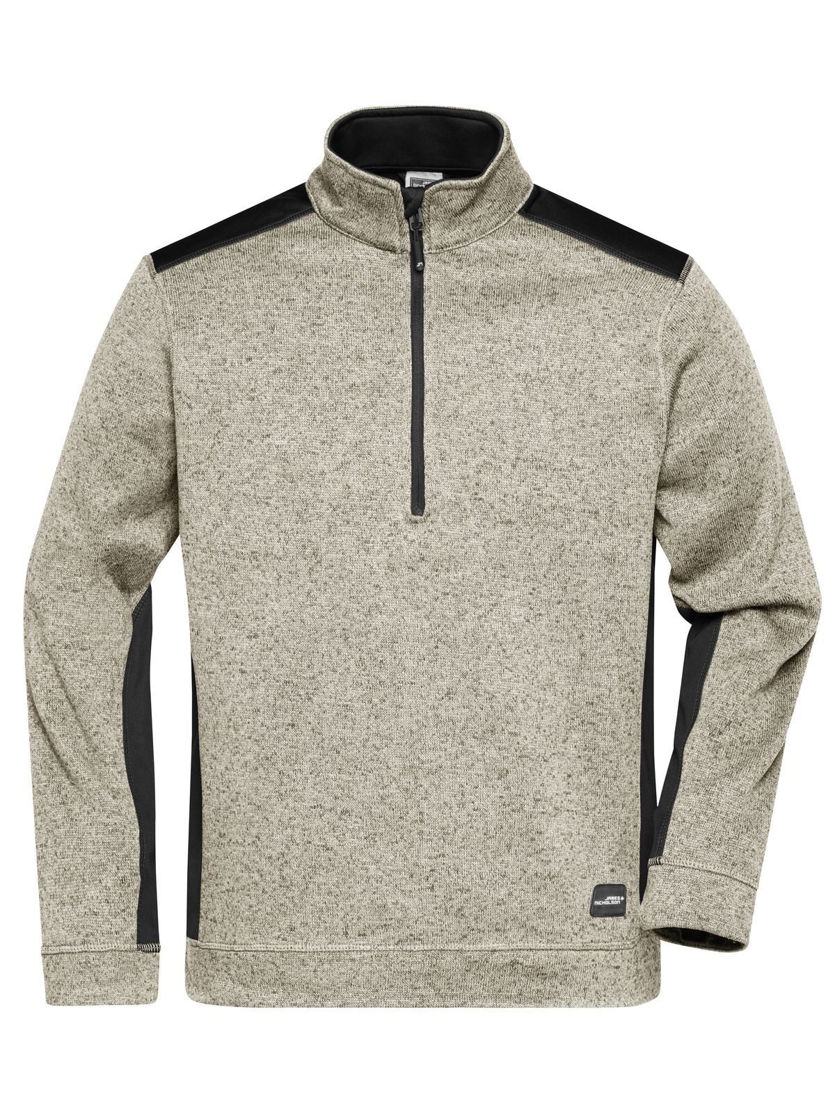 Gebreide fleece werkjas voor heren met halve rits - STRONG - - STMBL - STONE MELANGE - ZWART