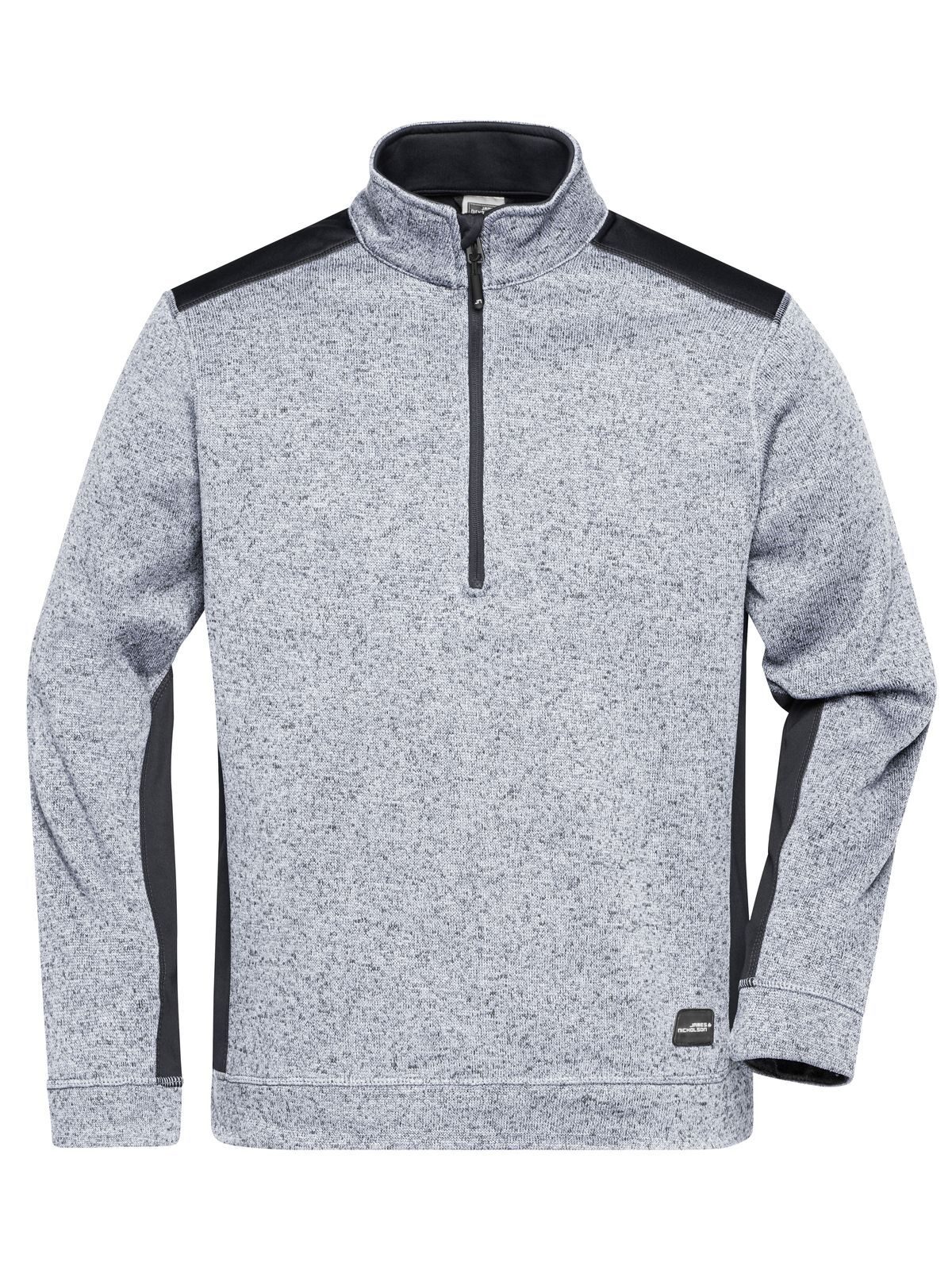 Gebreide fleece werkjas voor heren met halve rits - STRONG - - WHMCB - WHITE MELANGE -CARBON