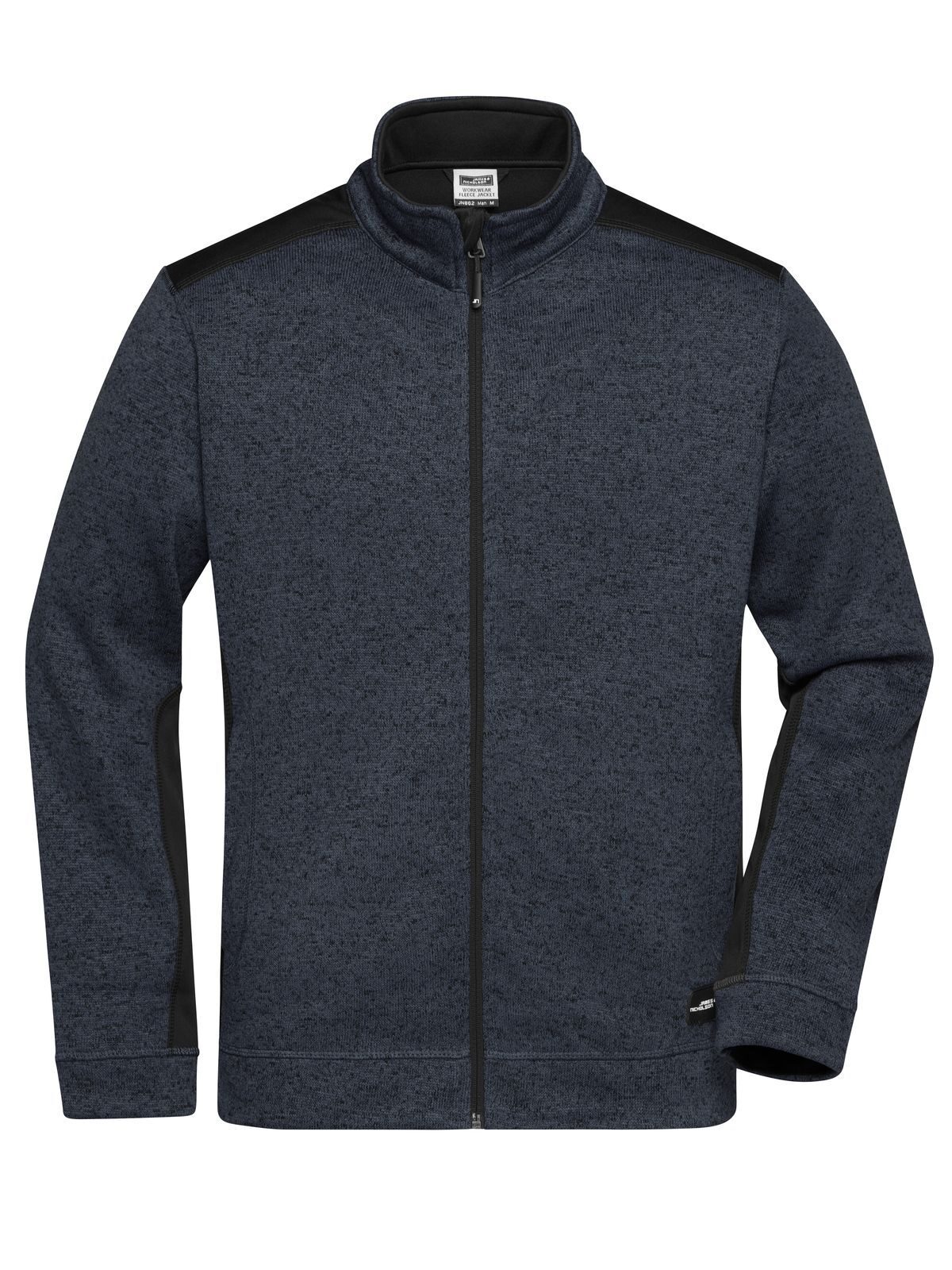 Gebreide fleece werkjas voor heren -STERK- - CBMBL - KOOLSTOF MELANGE-ZWART