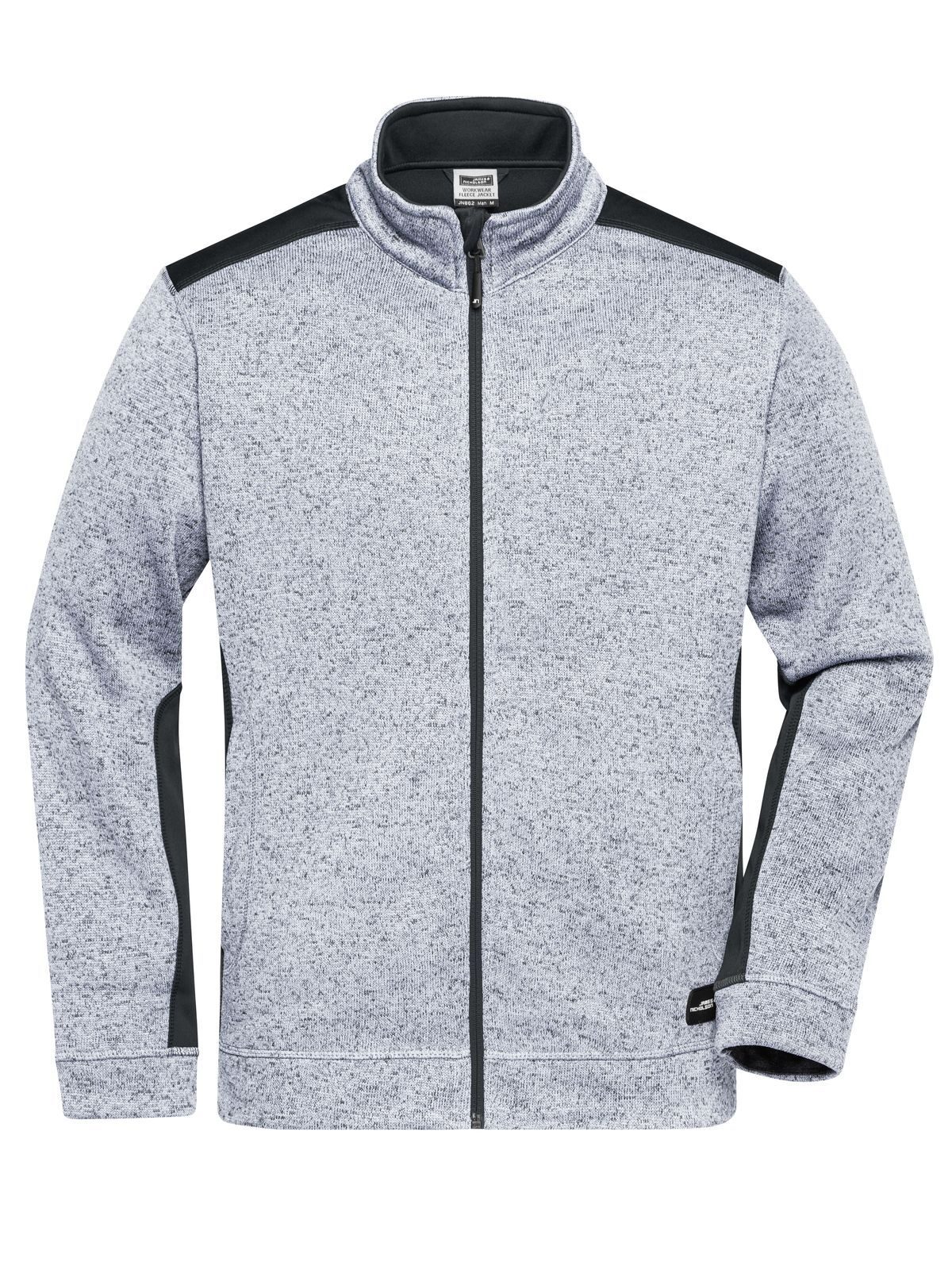 Gebreide fleece werkjas voor heren -STERK- - WHMCB - WHITE MELANGE -CARBON