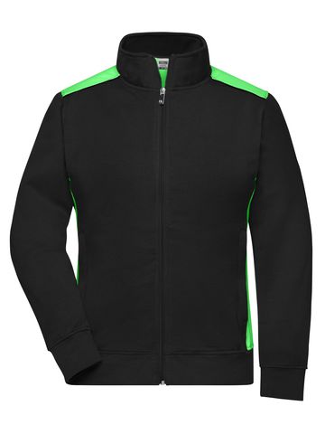 Dames werksweatjack - Niveau 2 - BLLIM - ZWART-LIME-GROEN
