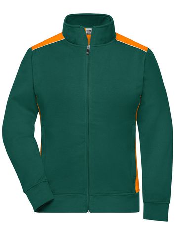 Dames werksweatjack - Niveau 2 - DGROR - DONKERGROEN-ORANJE