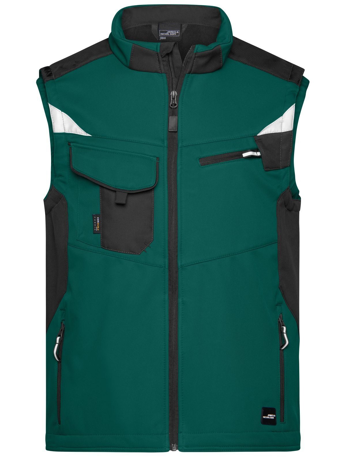 Werkvest van softshell-stof -STERK- - DGRBL - DONKERGROEN-ZWART