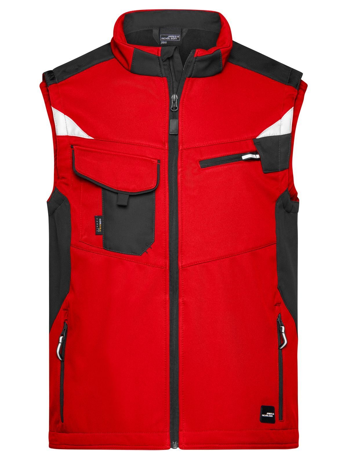 Werkvest van softshell-stof -STERK- - RDBL - ROOD-ZWART