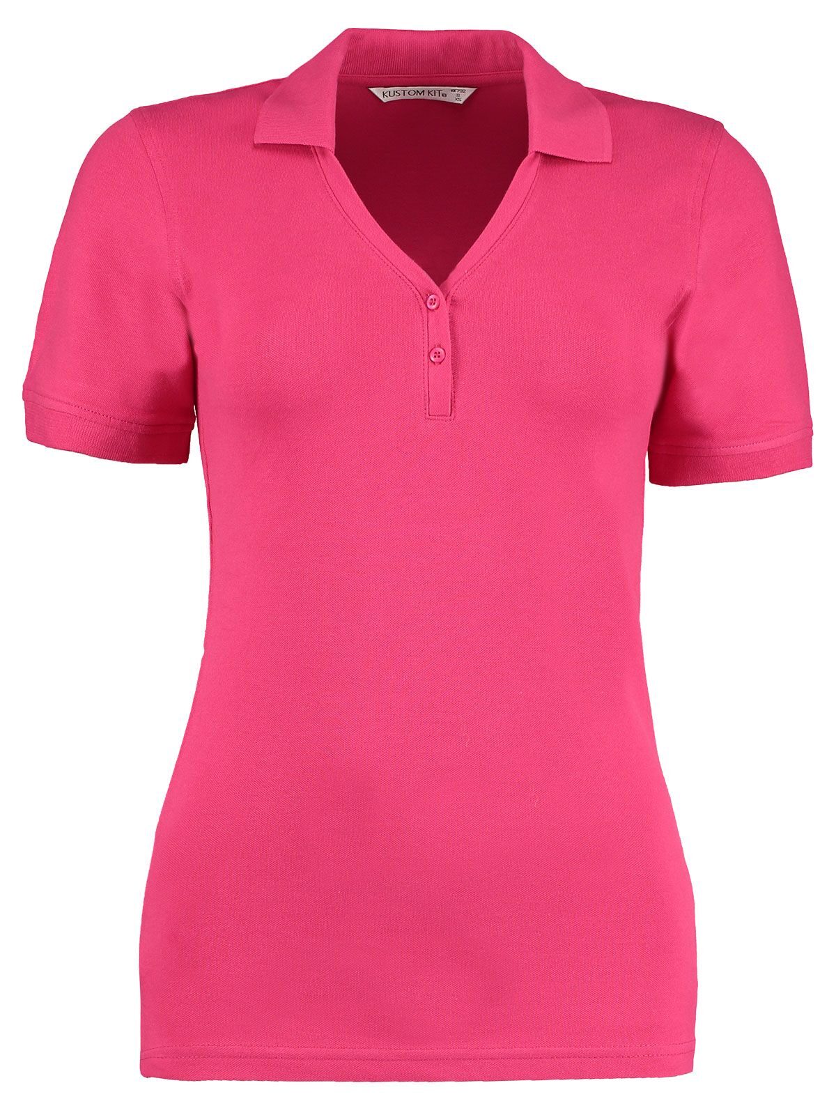 Regular Fit Comfortec® V Neck Polo - RASPB - Raspberry