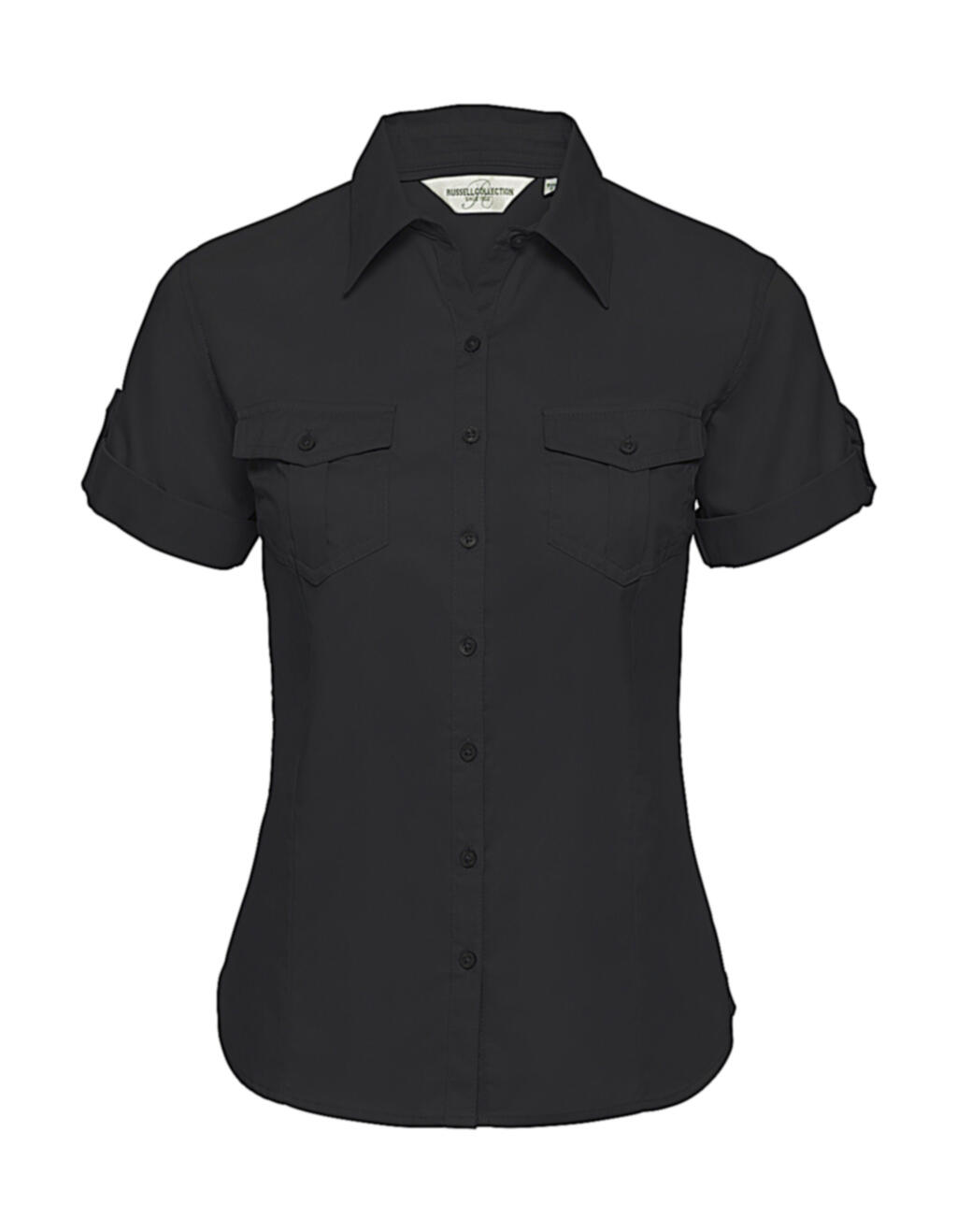 Women's short-sleeved shirt with cuff - 36 - Black