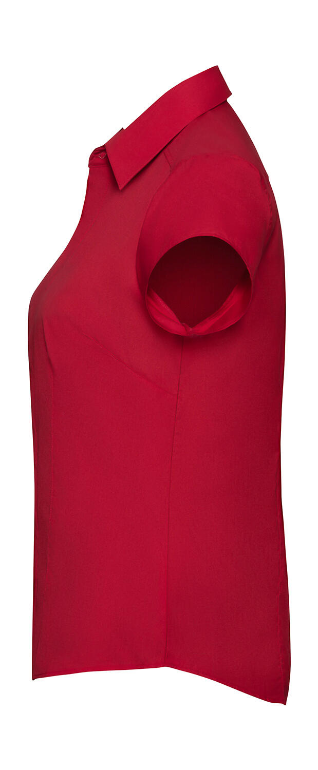 Damesblouse van poplin met korte mouwen