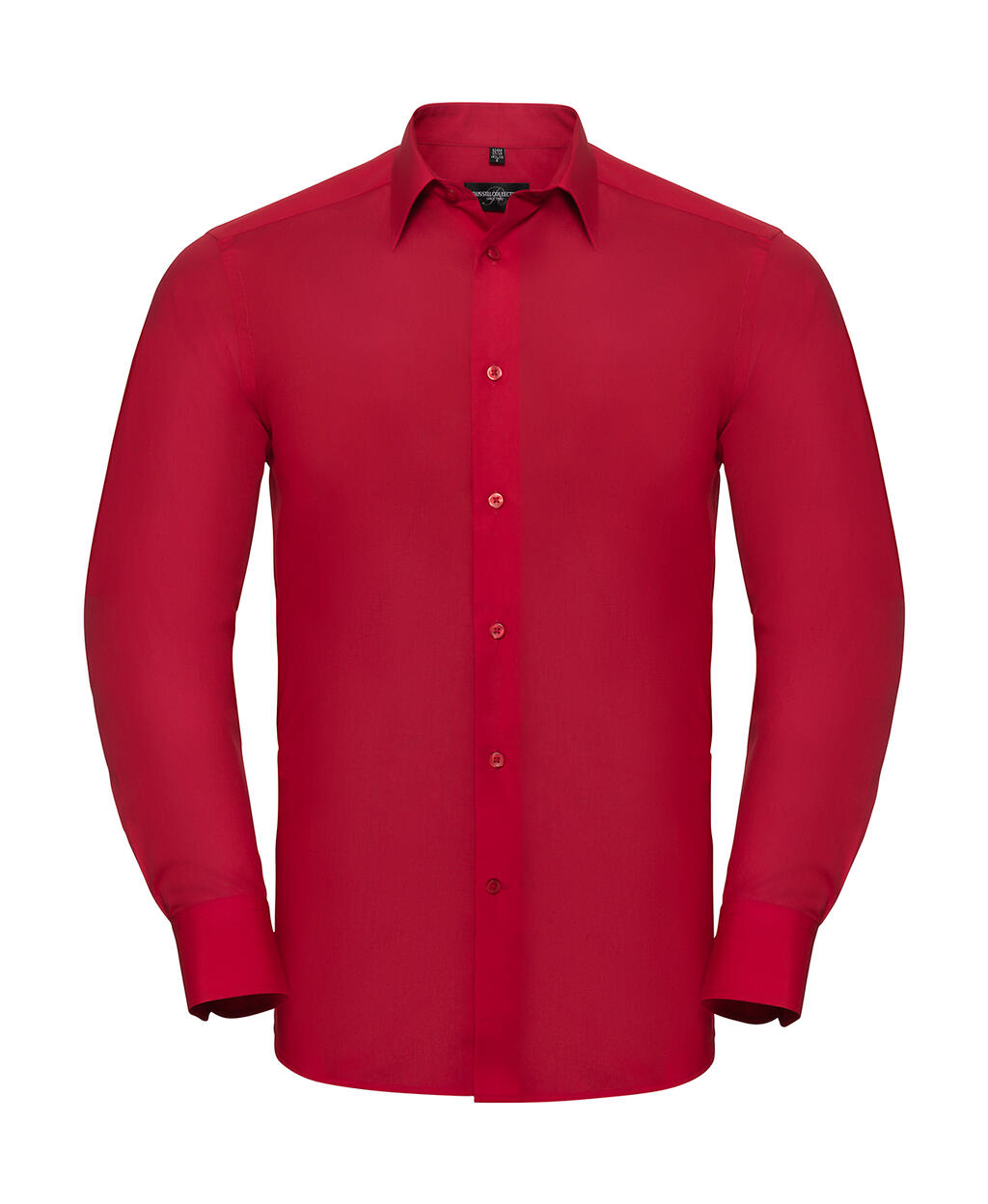 Getailleerd herenoverhemd met lange mouwen van polykatoenen poplin. - 401 - Klassiek rood
