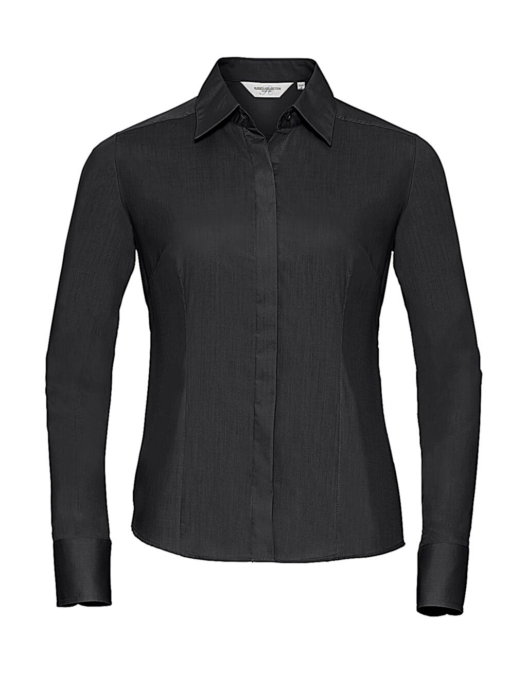 Ladies' Long Sleeve Fitted Polycotton Poplin Shirt - 101 - Black