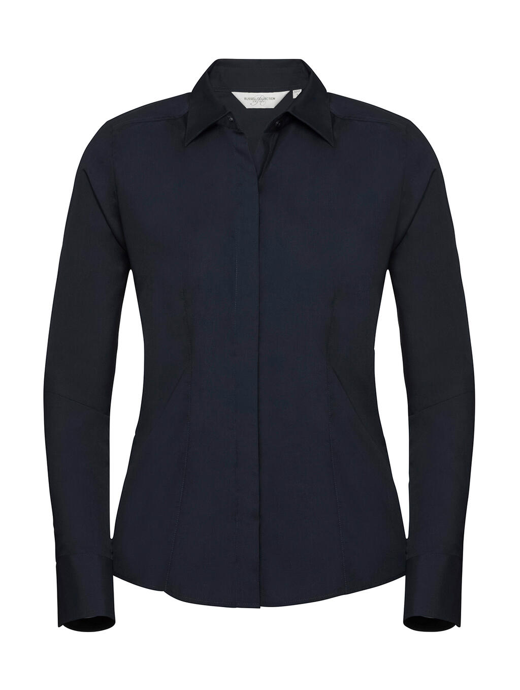 Ladies' Long Sleeve Fitted Polycotton Poplin Shirt - 201 - French Navy