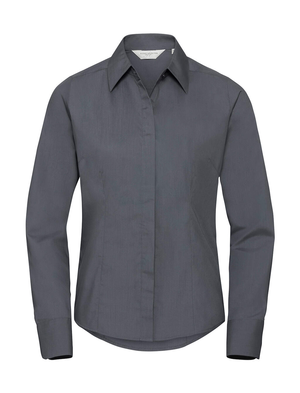 Ladies' Long Sleeve Fitted Polycotton Poplin Shirt - 127 - Convoy Grey