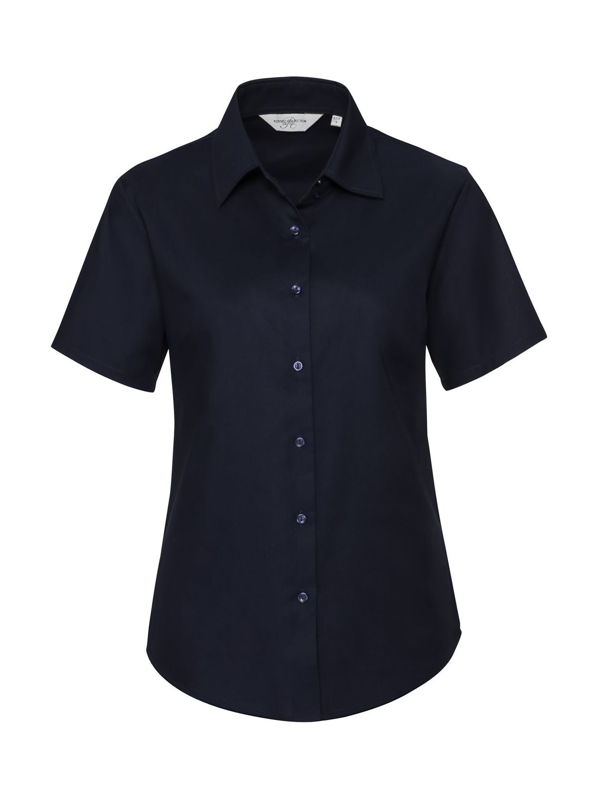 Ladies' Short Sleeve Tailored Oxford Shirt - NB - Bright Navy/Oxford Blue/White