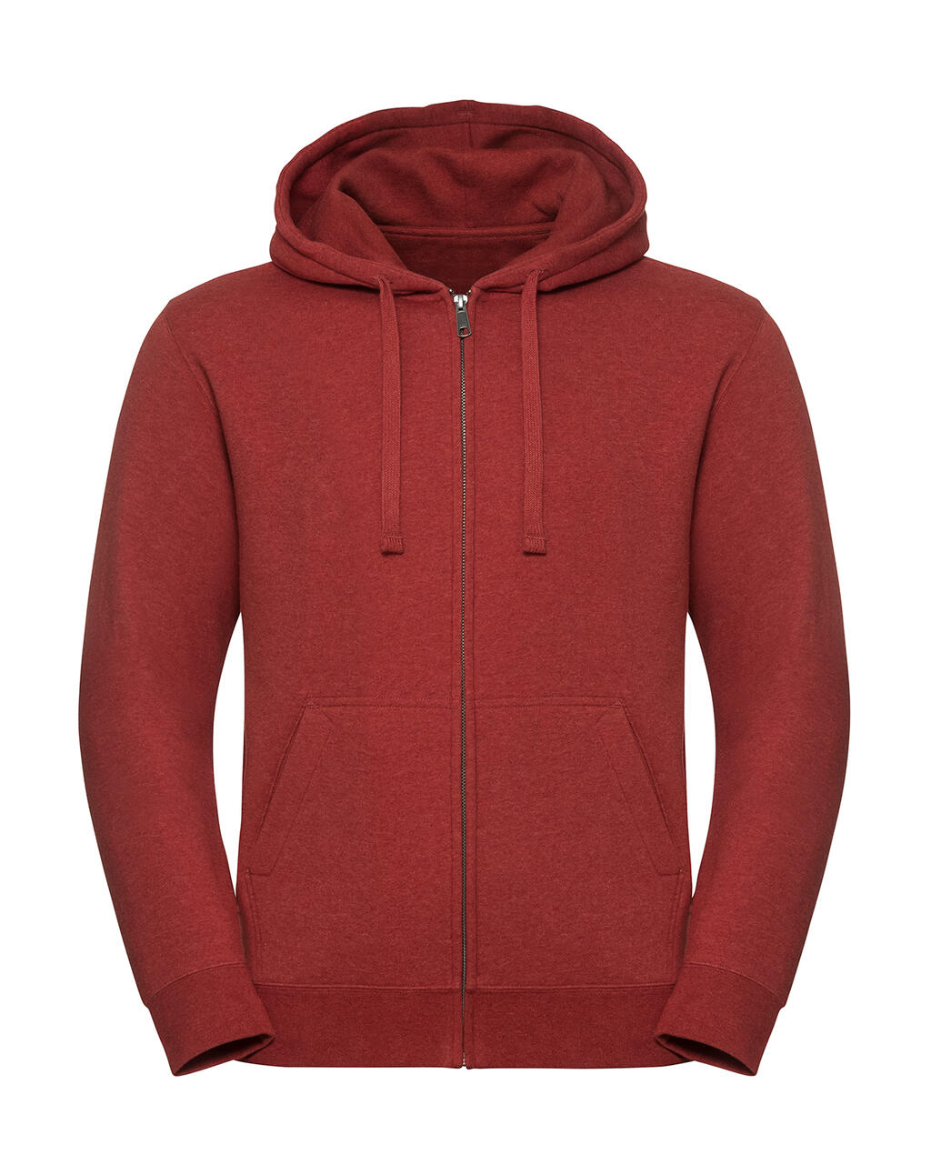 Authentieke Melange Heren Sweatshirt met Capuchon en Rits - BM - Baksteenrood melange