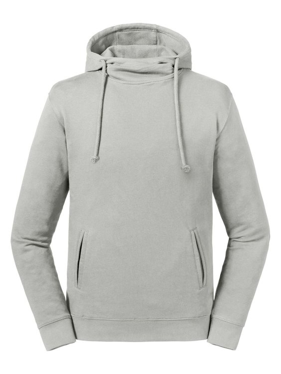 Pure biologische sweater met hoge kraag en capuchon - BK - Steen