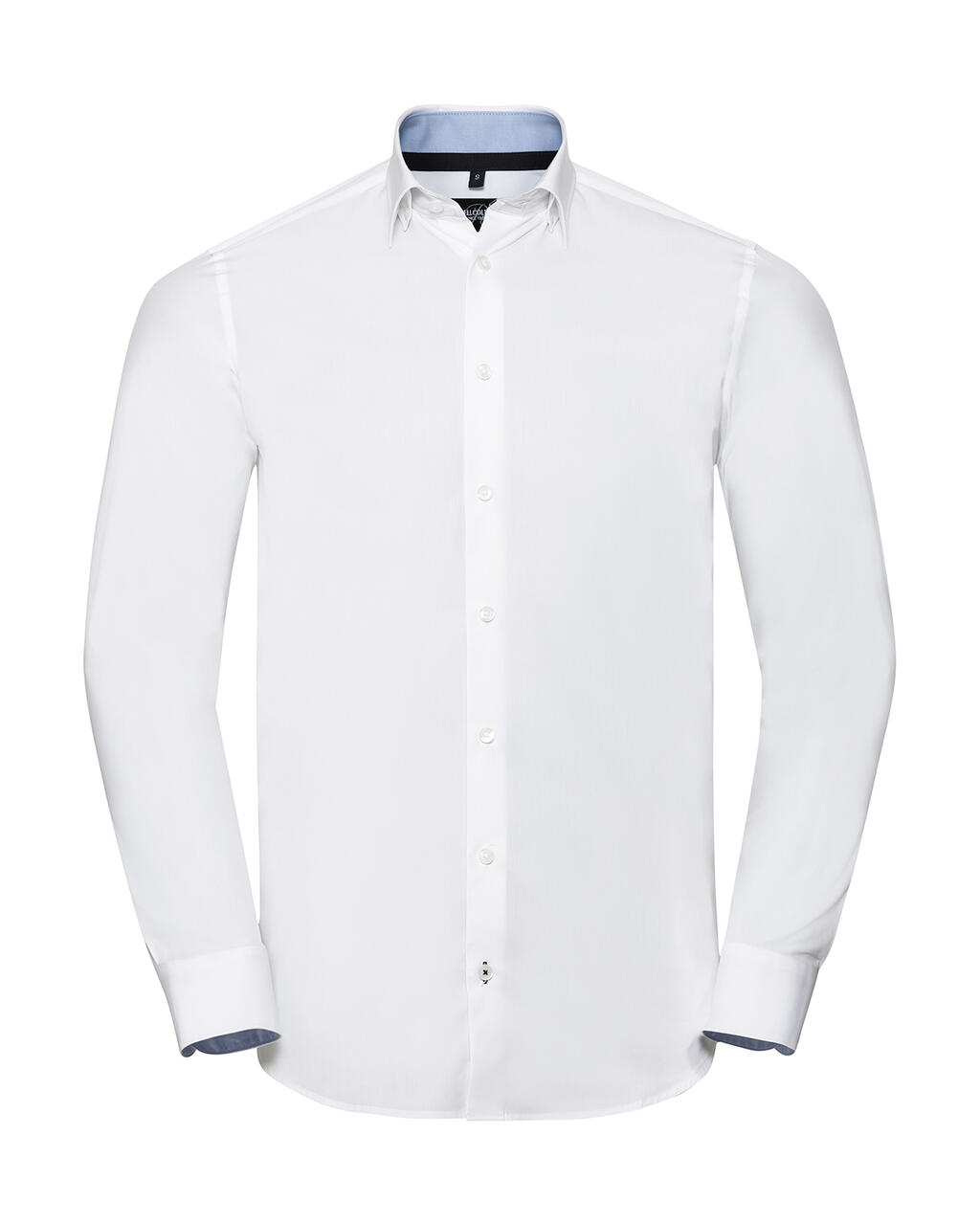 LS Tailored Contrast Ultimate Stretch Shirt - Wit/Oxfordblauw/Helder marineblauw