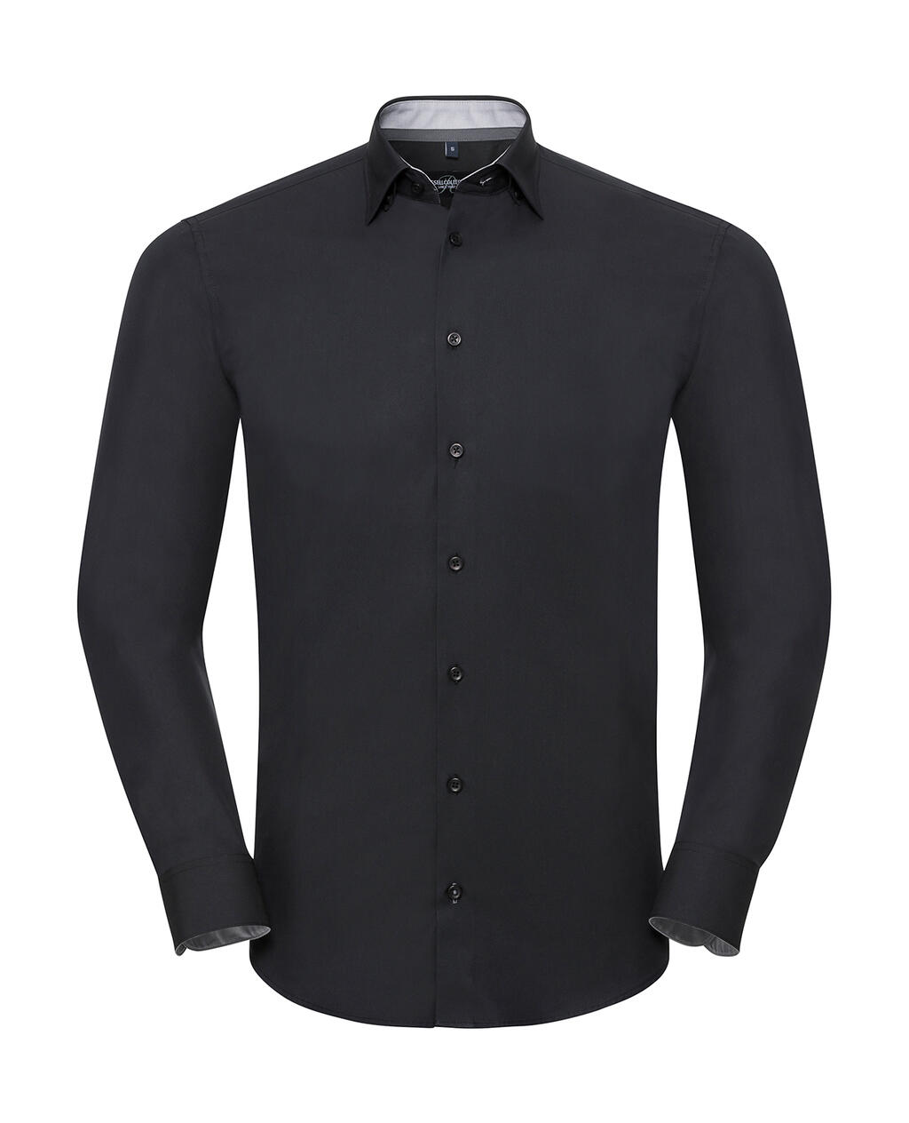 LS Tailored Contrast Ultimate Stretch Shirt - Zwart/Oxfordgrijs/Konvooigrijs