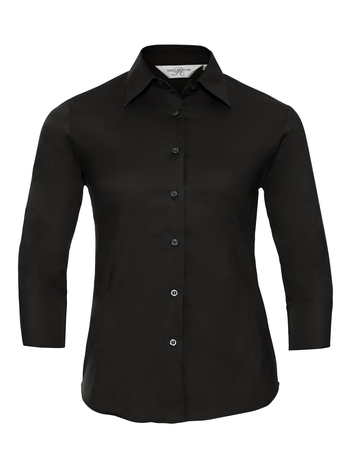 Ladies' Long Sleeve Classic Pure Cotton Poplin Shirt - 36 - Black