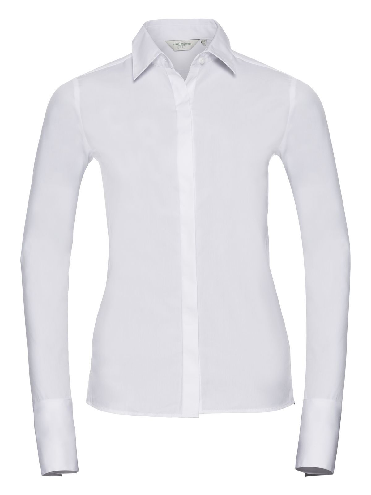 Damesoverhemd met lange mouwen, getailleerd model en ultieme stretchstof - 30 - Wit