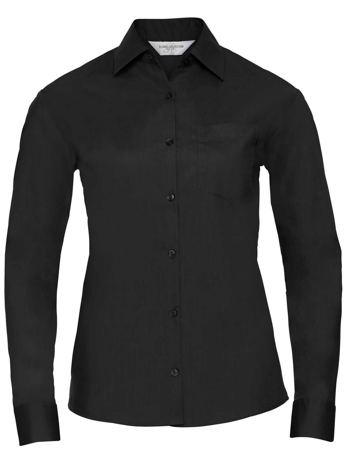 Ladies' Long Sleeve Classic Polycotton Poplin Shirt - 36 - Black
