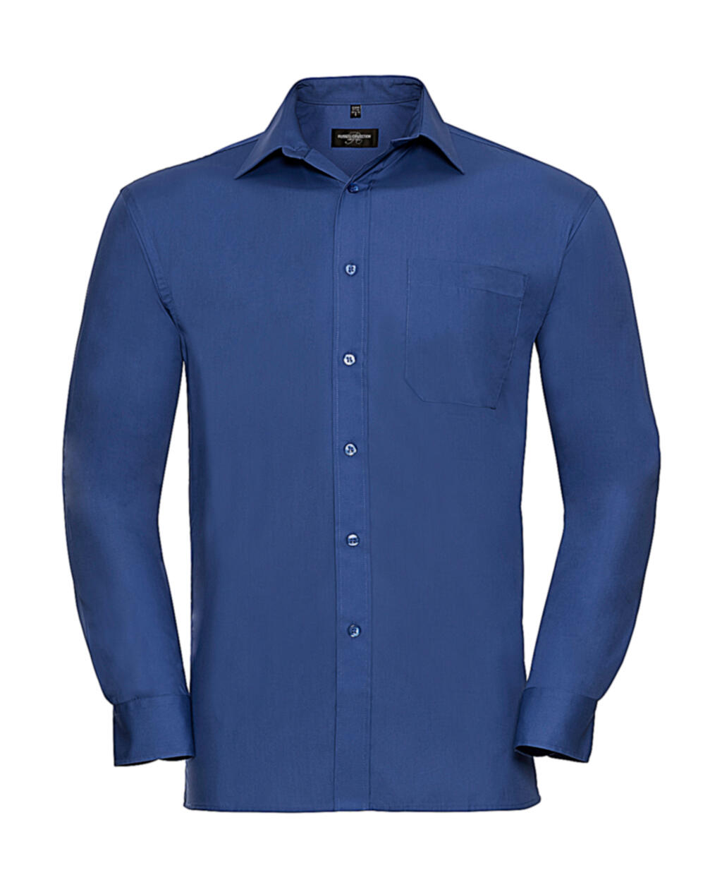 Klassiek herenoverhemd met lange mouwen van puur katoenpoplin. - ZT - Azteeks blauw