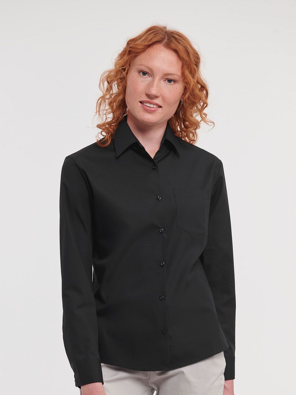 Ladies' Long Sleeve Classic Pure Cotton Poplin Shirt