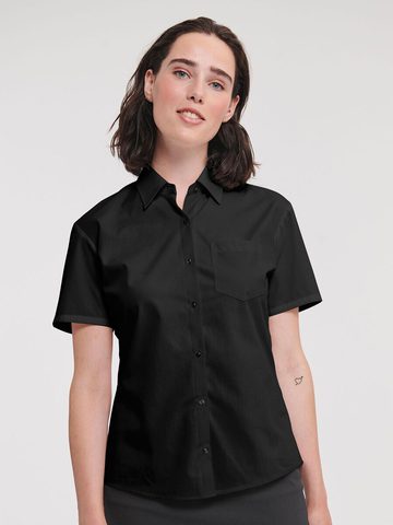 Pure cotton poplin shirt with short sleeves