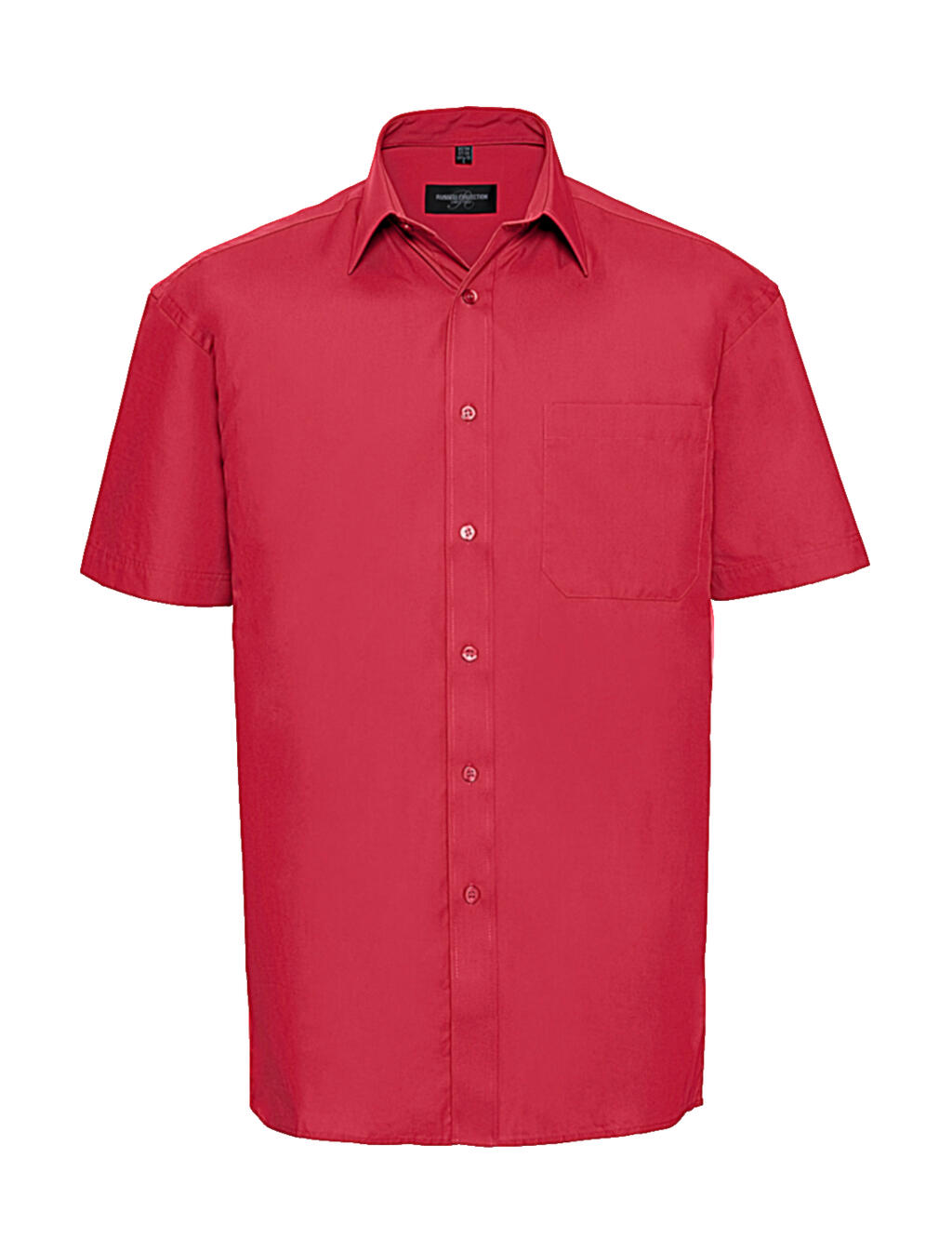 Shirt van puur katoenen poplin met korte mouwen. - CR - Klassiek rood