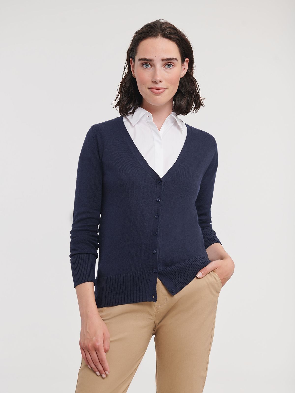 Gebreid damesvest met V-hals