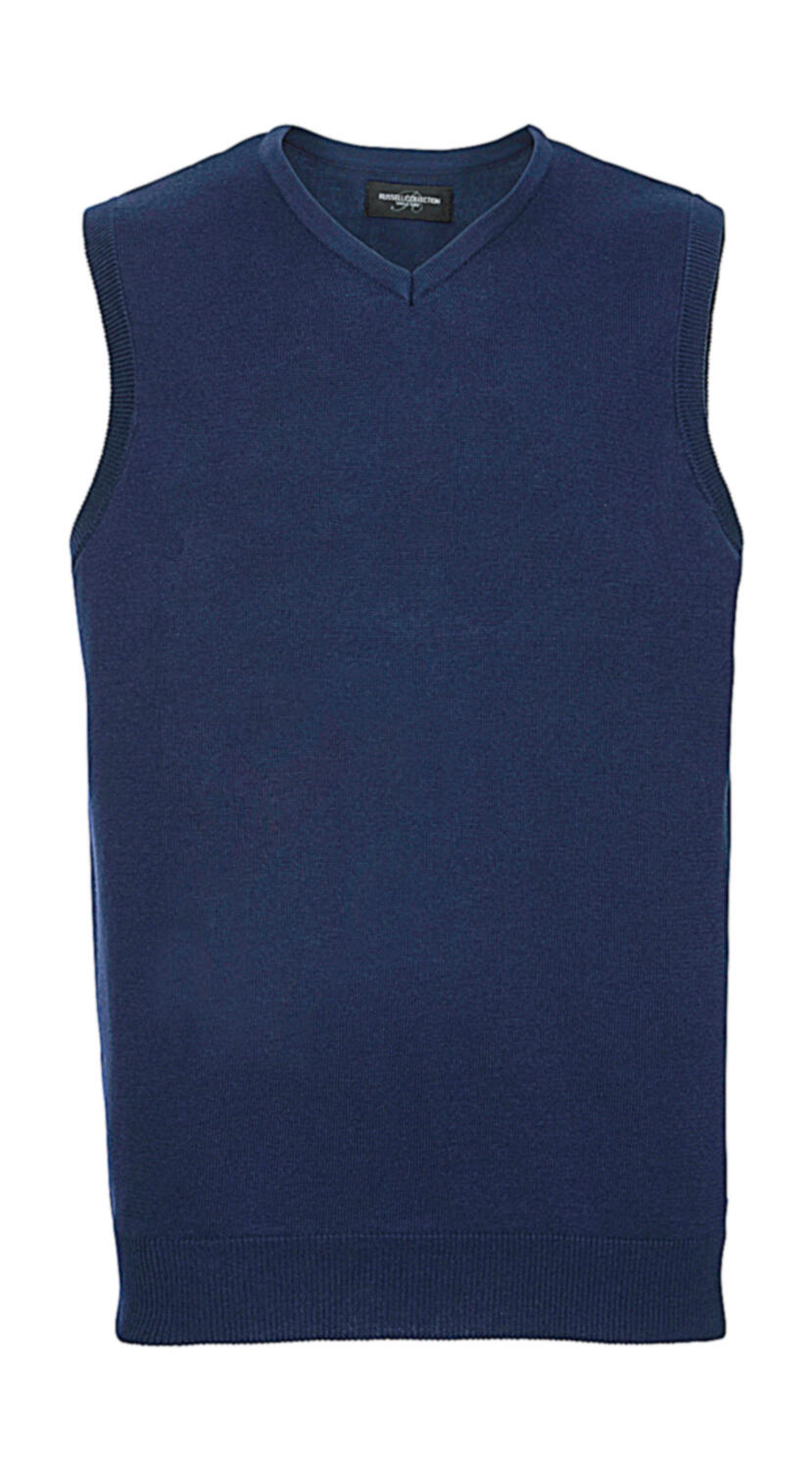Men's V-Neck Sleeveless Knitted Pullover - D2 - Denim Marl