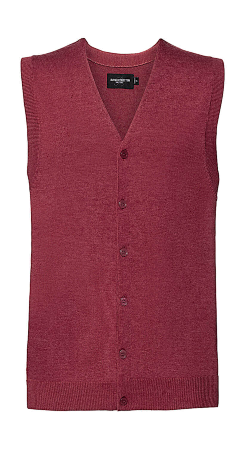 Herenvest met V-hals - MC - Cranberry Mergel