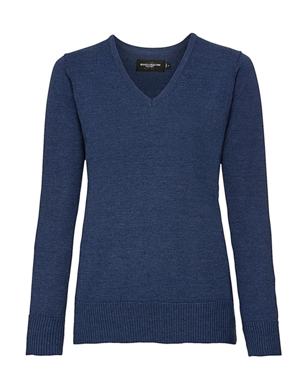 Ladies´ V-Neck Knitted Pullover - D2 - Denim Marl