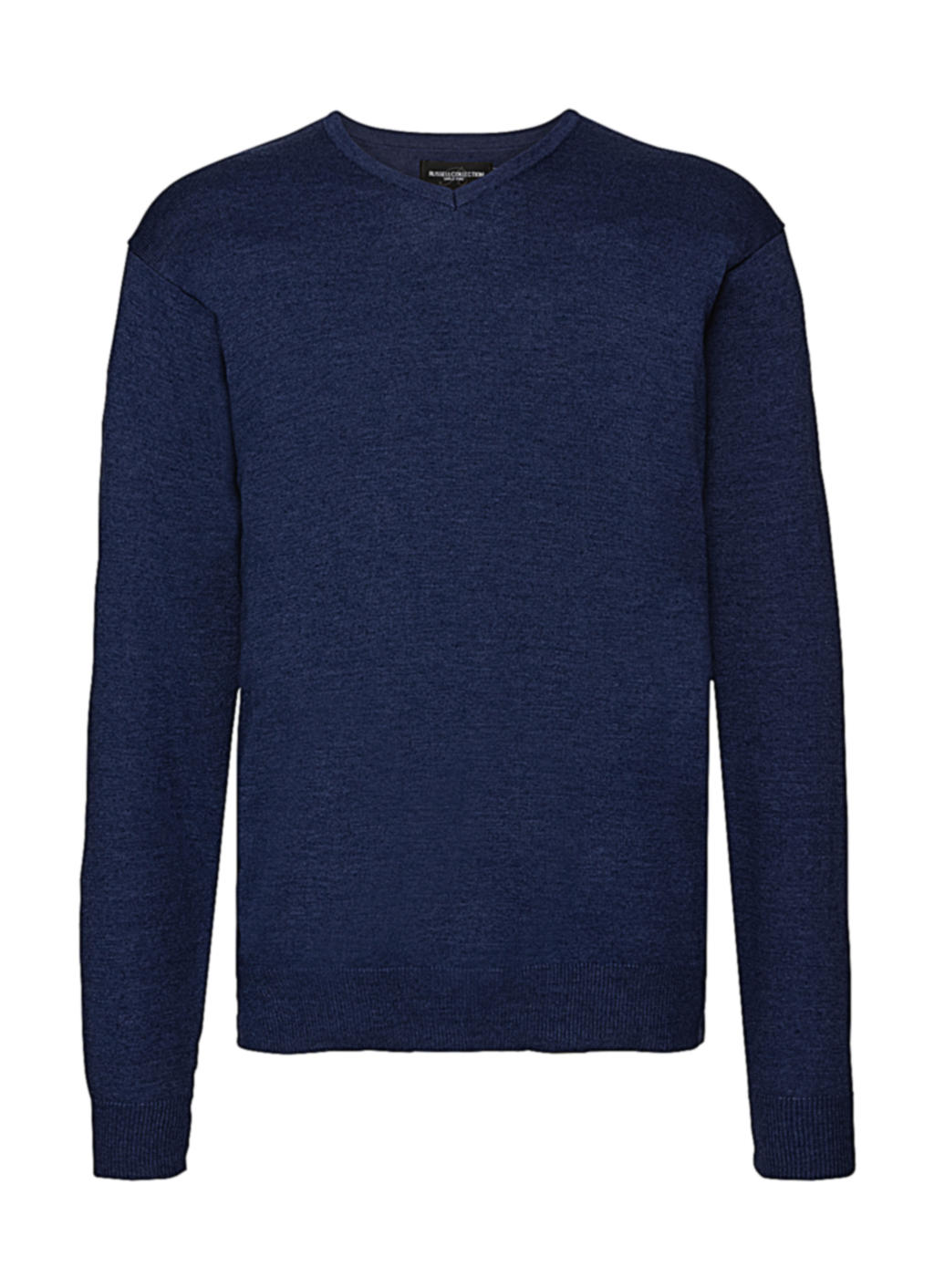 Gebreide trui met V-hals voor heren - D2 - Denim gemêleerd